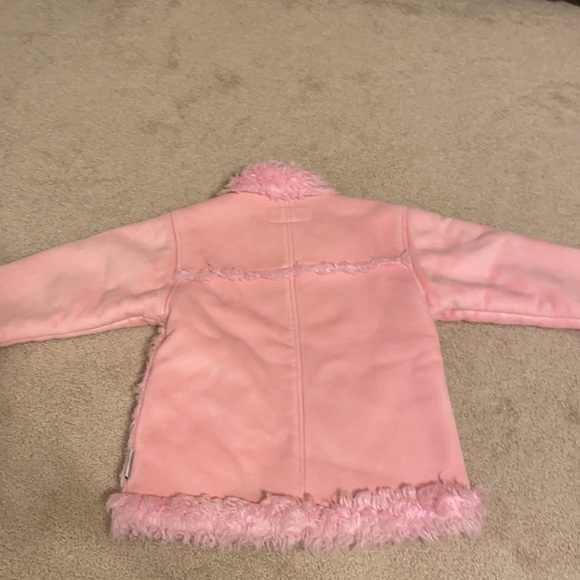Londonfog Girls pink suede and fur zip up jacket size small/4 - Picture 3 of 4